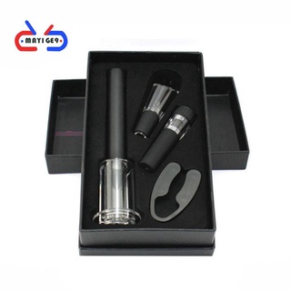 4 Pcs Wine Opener Set, Air Pressure Pump Bottle Opener Gift Box Includes Wine Opener Kit Vacuum Stopper and Wine Pourer Tool