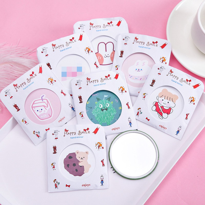 😊 พร้อมส่งด่วน กระจกแบบพกพา ลายน่ารัก น่าใช้ น้ำหนักเบา กระจกกลม กระจกเล็ก ♥️ รุ่นขายดี ♥️ กระจกแต่งหน้า ส่งคละสี😊