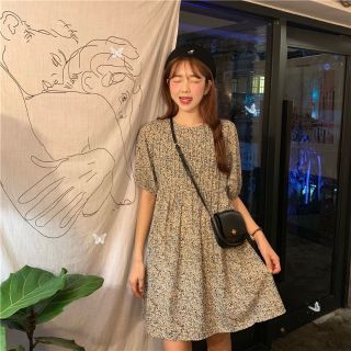 🔅เดรสลายดอกไม้🔅พร้อมส่ง (908)