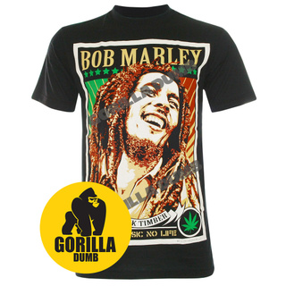 Gorilladumb เสื้อยืดลายวงดนตรี บ็อบ มาร์เลย์ Bob Marley No Music No Life