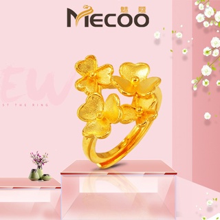 [Mecoo] แหวนชุบทอง 24K ลายดอกไม้ เครื่องประดับสตรี