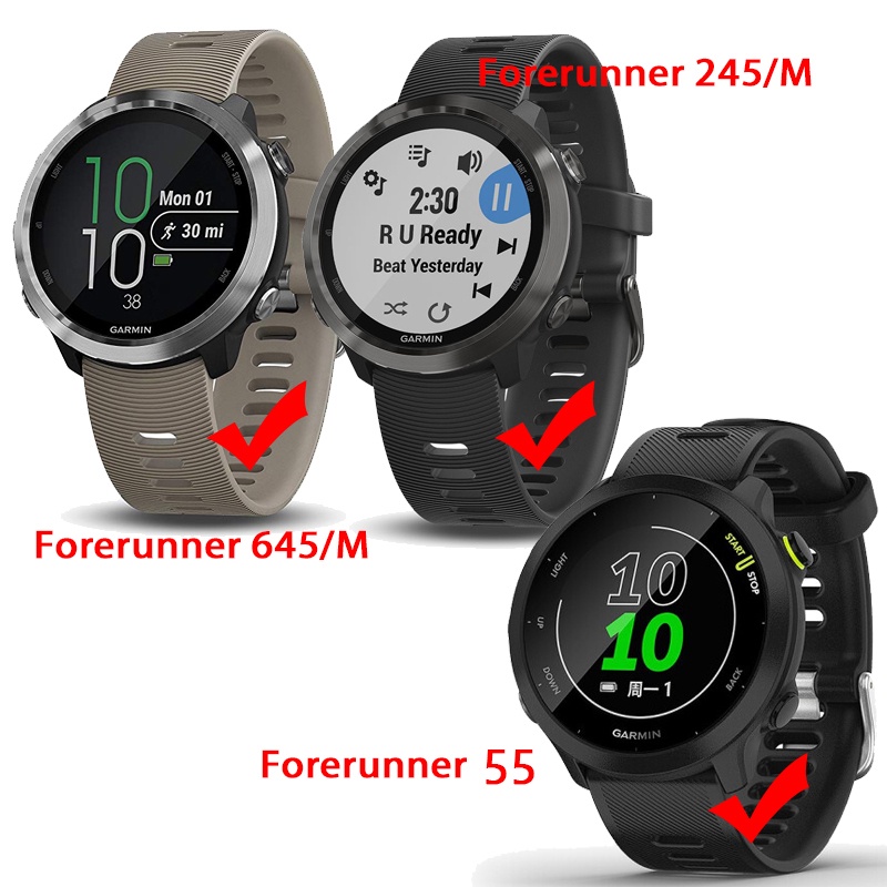 สายนาฬิกาข้อมือ สายหนังซิลิโคน กันน้ํา สําหรับ Garmin Forerunner 245 Music 55 645