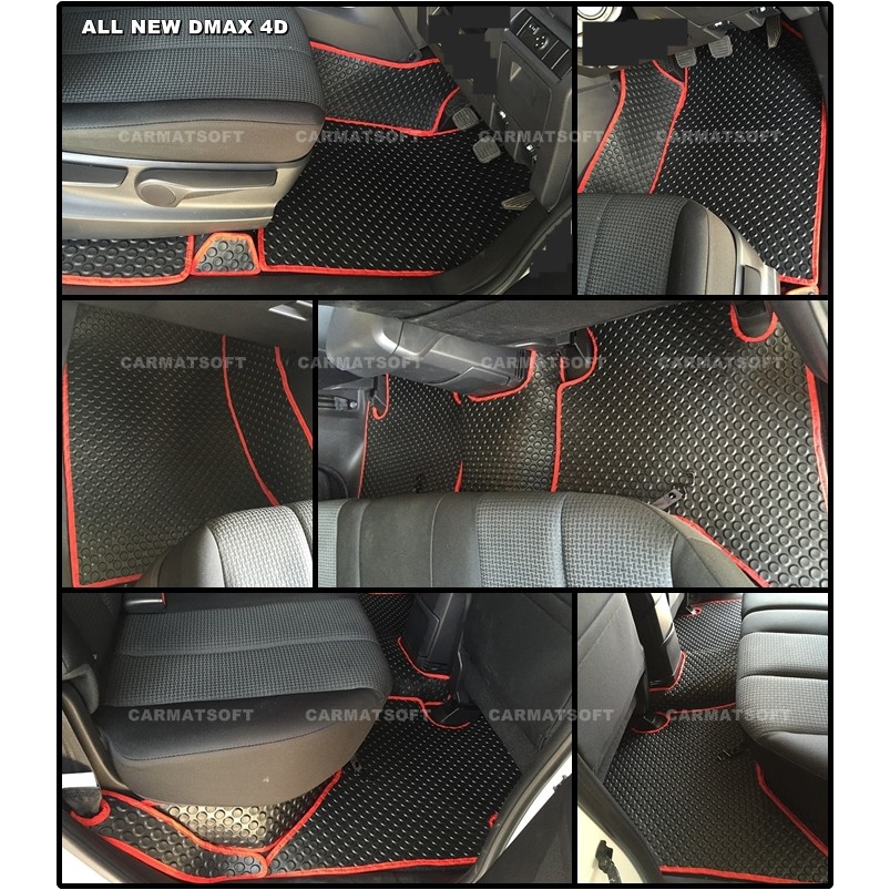 พรมปูพื้นรถยนต์ ISUZU DMAX 4ประตู ลายกระดุมEVA (พื้นเรียบ+ตีนตุ๊กแก)