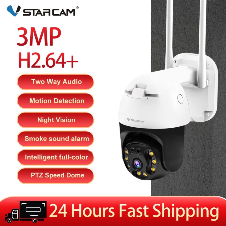 กล้องวงจรปิดไร้สายPTZ 3MP Vstarcam cs64 outdoor กล้องวงจรปิดกันน้ำทนแดดหมุนได้ 355องศา กลางคืนภาพสี