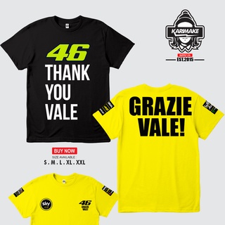 เสื้อยืดผ้าฝ้ายพิมพ์ลายแฟชั่น เสื้อยืด พิมพ์ลาย Valentino Rossi VR46 GRAZIE VALE THANKYOU VALE สําหรับผู้ชาย