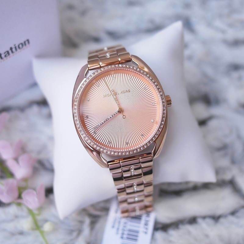 พร้อมส่ง นาฬิกาข้อมือผู้หญิง MICHAEL KORS สีโรสโกลด์ Libby Rose Gold Dial Ladies Watch MK3677