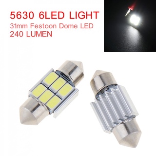 หลอดไฟอ่านหนังสือ 12V 5630 6 SMD LED 31 มม. สําหรับติดภายในรถยนต์ 2 ชิ้น