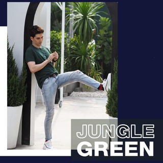 พิมพ์นิยม ® เสื้อยืดคอกลมผ้า Cotton100% No.32 Semi (คอกลม/คอวี) 📣🌟 เสื้อยืดสีพื้น jungle Green (สีเขียวขี้ม้า) 📣🌟