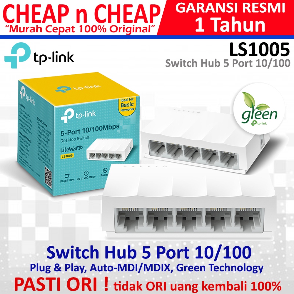 TP-Link LS1005 5 Port 10/100 Plastic - TPLink LS 1005 Hub Switch