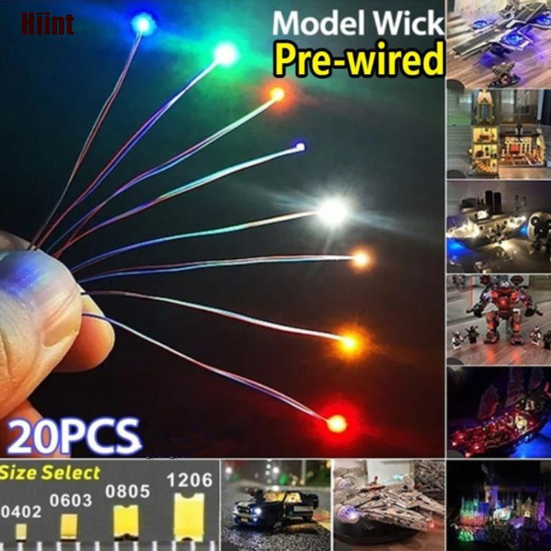 [dhiinto] 20 ชิ้น Pre-soldered Micro SMD LED ไดโอดแสงแบบมีสายล่วงหน้า 0402 0603 0805 1206