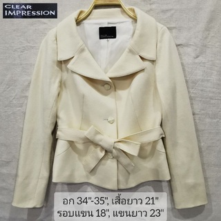 🧥เบลเซอร์สูท​ CLEAR IMPRESSION (อก34-35) ผ้าวูล​ สีครีม