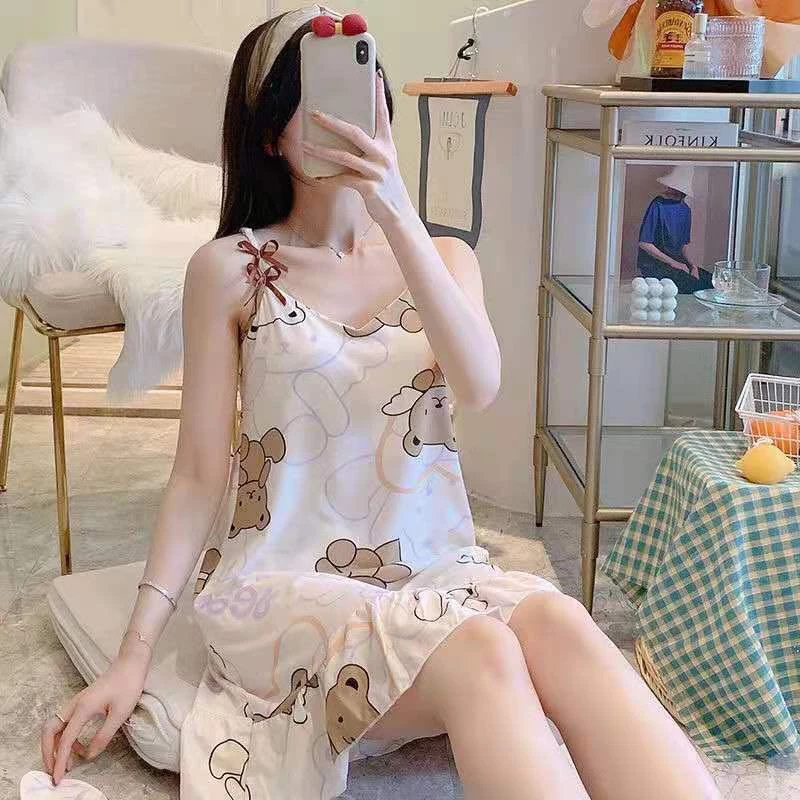 รหัส A1 ชุดนอนกระโปรง ชุดนอนเดรสสายเดี่ยว+ผ้าปิดตา ชุดนอนลายผลไม้ ชุดนอนลายกาตูน
