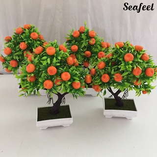 Seafeel กระถางต้นไม้บอนไซปลอม พลาสติก สีส้ม ไม่ซีดจาง สําหรับตกแต่งทุกวัน