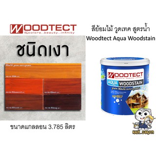 สีย้อมไม้ วูดเทค ทาไม้ สูตรน้ำ โปร่งแสง-เงา โชว์และขับเน้นลายไม้สวยชัด Woodtect Aqua Woodstain - Gloss Finish ขนาดแกลลอน