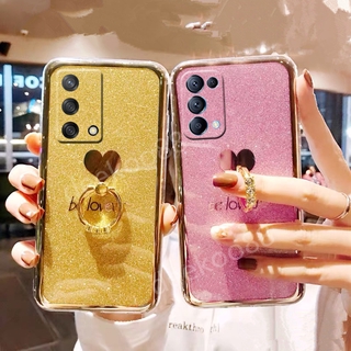 จัดส่งฟรี 2021 New เคสโทรศัพท์ OPPO A74 4G 5G Casing Bling Glitter Be Loved Case with Ring Holder Back Cover เคส OPPOA74