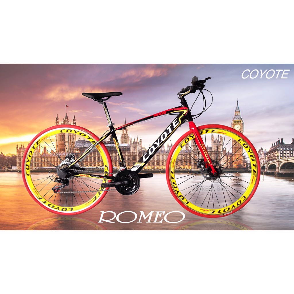 พร้อมส่ง!!!จักรยานไฮบริด 700C coyote romeo red- yellow