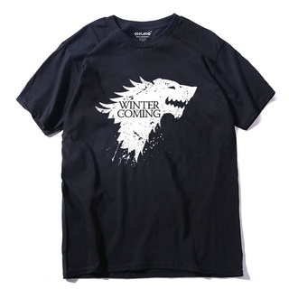 เสื้อยืดสีขาวพร้อมส่งจํานวนมาก เสื้อยืดคอกลม ผ้าฝ้าย 100% พิมพ์ลาย Stark Game Of tee Thrones Winter Is Coming GSS-4XL