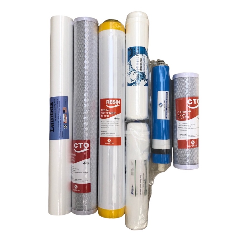 ชุดไส้กรองตู้น้ำ 7 ขั้นตอน (PP20"+CTO20"+RS20"+Post RS12"+Post CB12"+RO150G+CTO10")