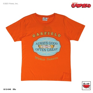 ผ้าฝ้าย 100%แตงโม (SUIKA) - เสื้อยืดคอกลม การ์ฟิล์ด ลายGARFIELD แอบมอง GF.O-048S-3XL