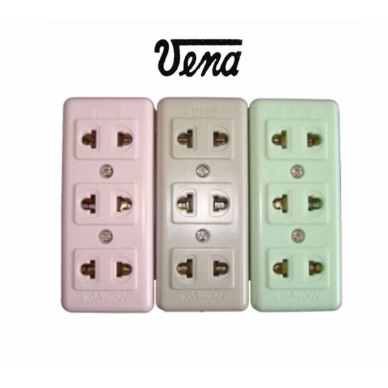 Vena ปลั๊กลอย 3 ช่อง คละสี รุ่น PR1623 (Pack 1 ชิ้น)