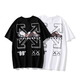 Ow Series Off White เสื้อยืดลําลองสําหรับผู้ชายผู้หญิงผ้าฝ้ายแขนสั้นคอกลมพิมพ์ลายการ์ตูน European And Americany,C