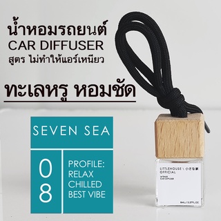 Littlehouse น้ำหอมรถยนต์ ฝาไม้ แบบแขวน กลิ่น Seven-sea หอมนาน 2-3 สัปดาห์ ขนาด 8 ml.