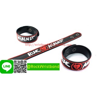 RISE AGAINST ขายริสแบนด์ ไรส์อะเกนสต์ RAG129NA Wristband สายรัดข้อมือวงร็อค