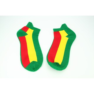 สินค้าราสต้า Low-cut Socks Green Yellow Red Stripes All Sizes ถุงเท้าสไตล์ RASTA-REGGAE สีเขียว แถบแดงและเหลือง