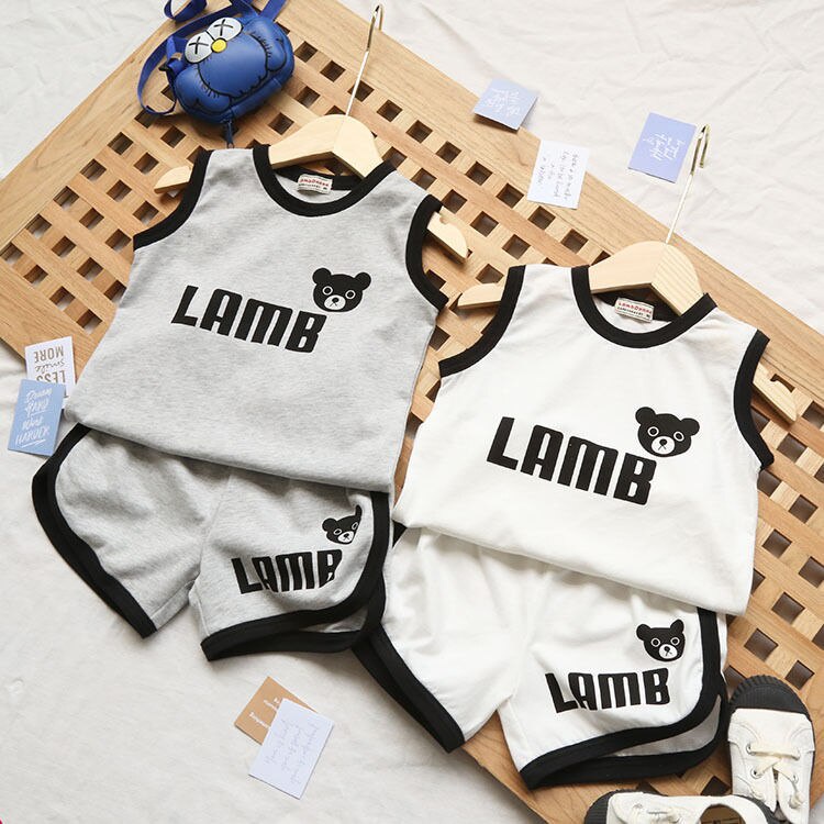 Korean Children's Summer Clothes Kids Set Outfits Boys 2025 Handsome Sleeveless&Short Sleeved T-shirt Denim Shorts 2-piece Set main image 1