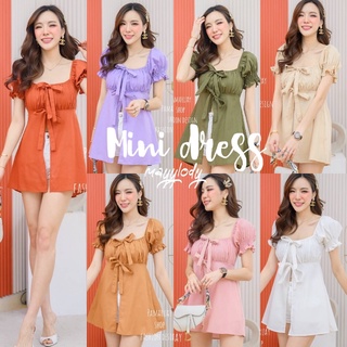 💜mayylody💚 Mini dress มินิเดรส ผ่าหน้าแต่งแขนจั้มตุ๊กตา น่ารักที่ซู๊ดดด💚💙💛❤️ เดรส เดรสสั้น ชุดไปทะเล ชุดไปคาเฟ่ ชุดเดรส