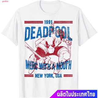 เสื้อยืดแขนสั้น Deadpool Est. 1991 New York, USA Merc With A Mouth T-Shirt Mens Womens T-shirts