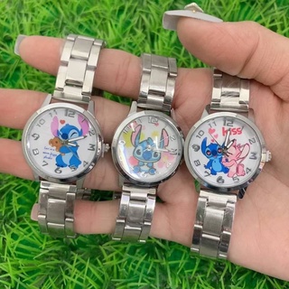 นาฬิกาแฟชั่น ลายการ์ตูน STICH⌚ สายเลส ตัดข้อตามขนาดข้อมือ  ⌚ &lt; แถมฟรี !!!! 🎉🎉 กล่องใส่นาฬิกา  &gt;