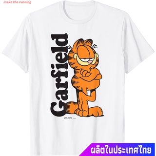 make the running Garfieldเสื้อยืดถักฤดูร้อน Garfield Cooper Logo T-Shirt Garfield Mens Womens T-shirts ชุดลำลอง