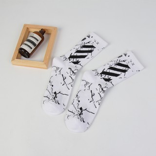 off white ถุงเท้าสเก็ตบอร์ด สไตล์สตรีตและฮิปฮอป แฟชั่นยุโรปและอเมริกา