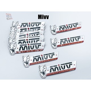 สติ๊กเกอร์ติดท่อ Mivv เพลทอลูมิเนียม ทนร้อน ขนาด  4 x 2.5 x10 cm  (ตามรูป)