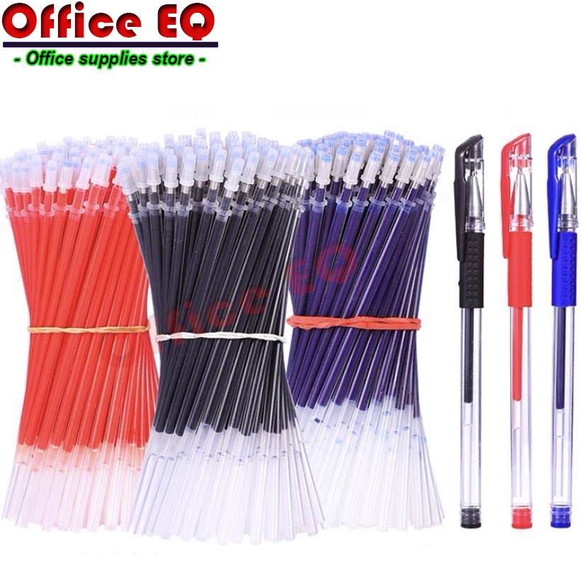 ไส้ปากกาเจล หมึกเจล 3 สี หัวปากกา 0.5 Pen refill มี 3 สี ให้เหลือก สีน้ำเงิน สีดำ แดง ไส้ปากกาสำหรับเปลี่ยน มัดละ100ชิ้น
