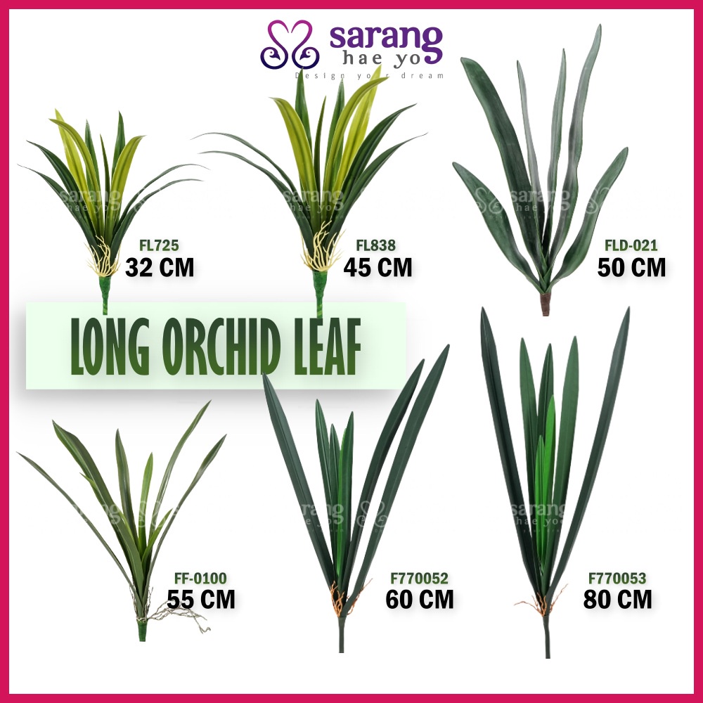 Daun Orkid Daun Gubahan Bunga Orkid Daun Hijau ดอกไม้ประดิษฐ์ Orchid Leaf ตกแต่งบ้าน Daun Orkid