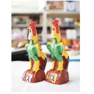 ไก่ชน ตุ๊กตาดินเผาไก่ชน ไก่ชนแก้บน 19 ซม. แพคคู่