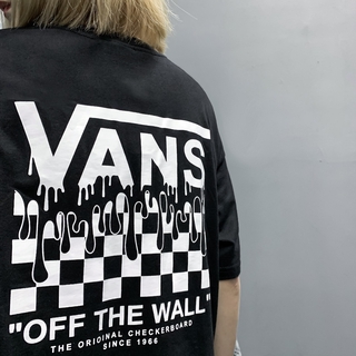 Vans Wansi เสื้อยืดแขนสั้นลําลองเนื้อผ้าฝ้ายลายตารางหมากรุกขนาดใหญ่สําหรับผู้หญิงและผู้ชาย แฟชั่น