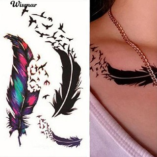 💋นกนางแอ่นตัวเมียตัวเมีย Feather Body Art สติ๊กเกอร์ติดกันน้ำแบบชั่วคราว