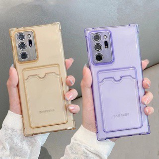 เคสโทรศัพท์มือถือ ซิลิโคน พร้อมช่องใส่บัตร สําหรับ samsung S23 ultra  Card Slotเคสใสใส่บัตร เคสไอโฟน ใส่รูปได้ Clear Samsung A52 A72 A32 S20 FE S21 Ultra S21 Plus S20 Ultra S20 Plus Note 20 Ultra S10 Plus Transparent card case