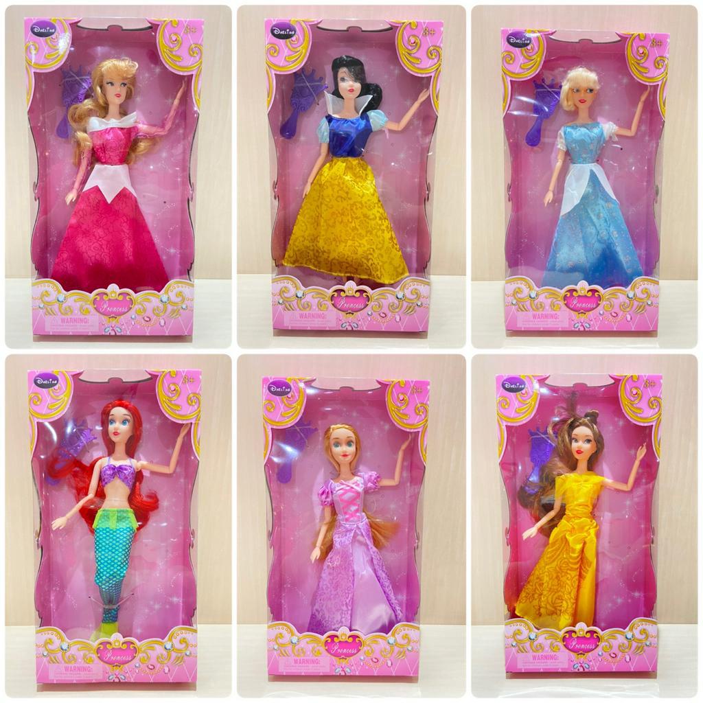 MEGA Toys บาร์บี้เจ้าหญิง บาร์บี้ Barbi Disney ตุ๊กตาเจ้าหญิงดิสนีย์ ซิลเดอเรล่า ออโร่ล่า เบลล์ ราพันเชล แอเรียล สโนไวท์