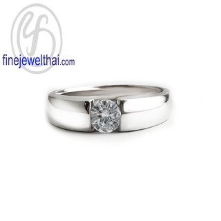 Finejewelthai แหวน-แหวนเพชร-แหวนเงินแท้-Minimal-Diamond-CZ-Silver-Ring - R1416cz (สามารถเลือกสีตัวเรือนได้)