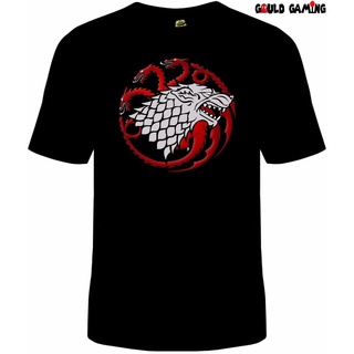 เสื้อยืดคอกลมTmgts1 [พร้อมส่ง] เสื้อยืดผ้าฝ้าย พิมพ์ลาย Game Of Thrones Sigil Mash Up House Stark Targaryen โอเวอร์ไซซ์