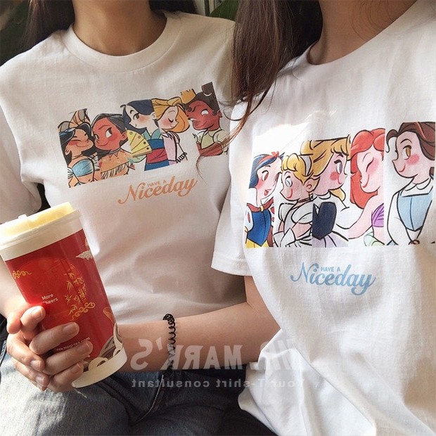POOHPAND เสื้อยืดแฟชั่น Oversize เสื้อผููู้หญิง สไตล์เกาหลี สวมใส่สบาย พิมพ์ลายน่ารักๆ เจ้าหญิง Princess #5018