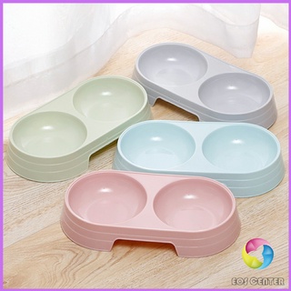 Eos Center ชามข้าวแมว ชามข้าวหมา  แบบ 2 หลุม 2 Size ชามใส่น้ำ และอาหาร Pet bowl