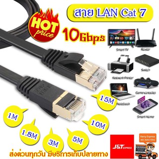 REXLIS สายแลน CAT7 RJ45 Network Flat Cable หัวต่อทอง 24K สายแบน