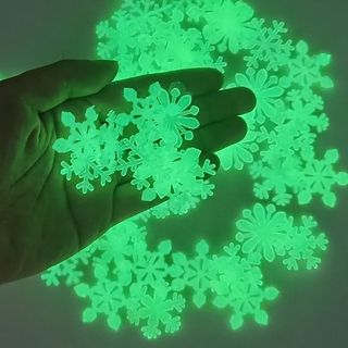 ( 50 ชิ้น 3 D Snowflake สติ๊กเกอร์เรืองแสงในที่มืด Diy สําหรับติดตกแต่งผนังบ้าน