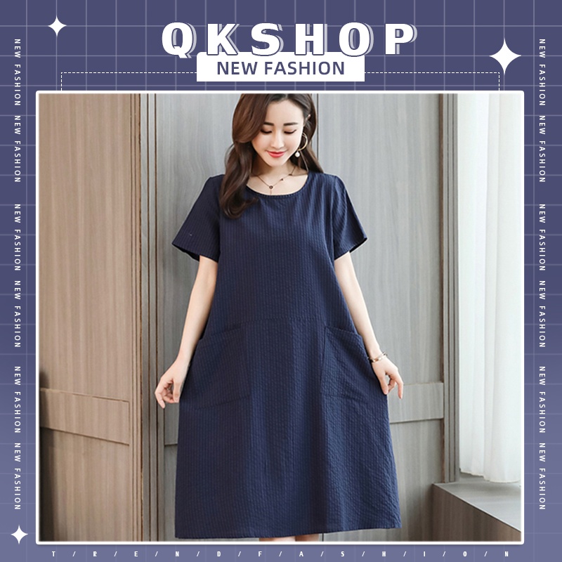 QKshop 💟 ชุดเดรสสีพื้นผ้านิ่มสวมใส่สบาย เรียบๆดูหรูดูแพง แมทช์กับทุกไลฟ์สไตล์การแต่งตัว ของดีๆแบบนี้ห้ามพลาดกันน้าา💞🛒