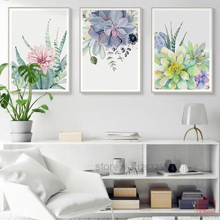 Nordic โปสเตอร์ Succulent Plant ใบแคคตัสดอกไม้ Wall Art พิมพ์โปสเตอร์ภาพวาดผ้าใบภาพผนังห้องนั่งเล่น Unframed